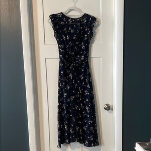 Altar'd State Blue Sheath Maxi Dress with Flutter Sleeves